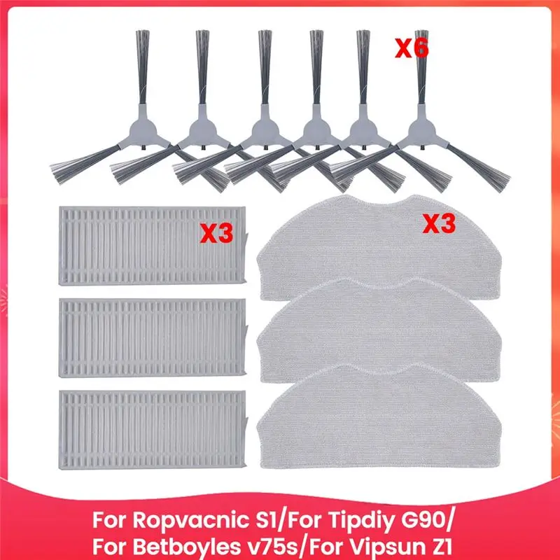 AEE4-Accessories Kit For ROPVACNIC S1, For Tipdiy G90, For Betboyles V75S, For VIPSUN Z1 Robot Vacuum Replacement Parts