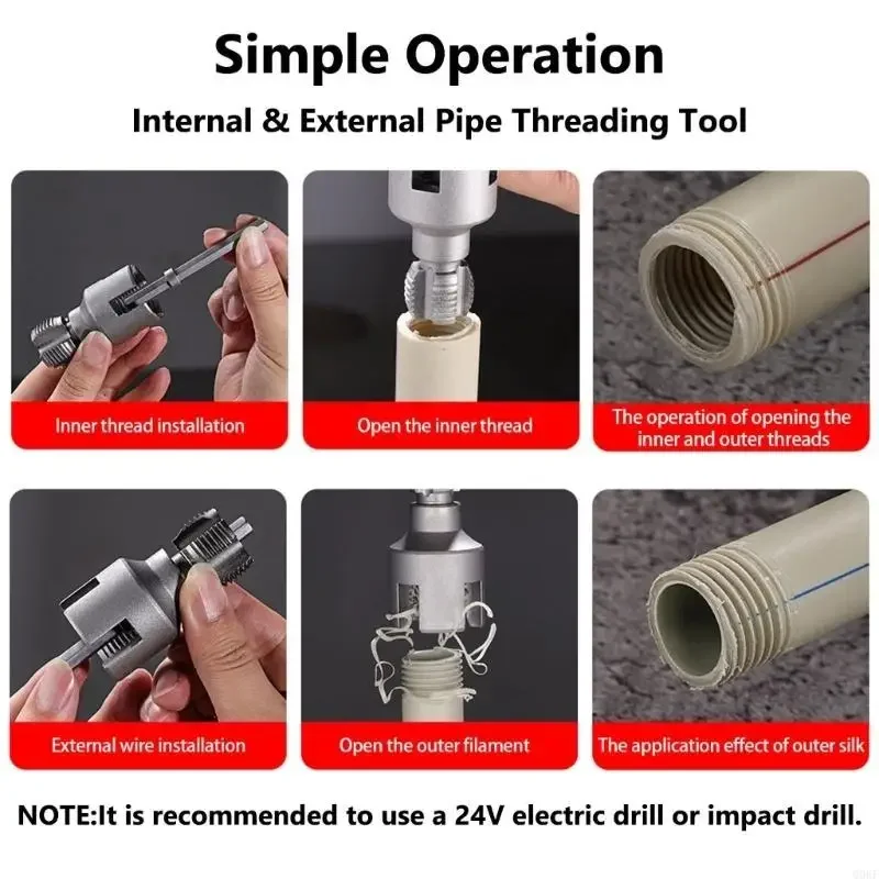"3/4"가 전기 드릴 DIY 파이프 설치 용 배관 액세서리가있는 직업 PVC 스레드 메이커 도구 키트