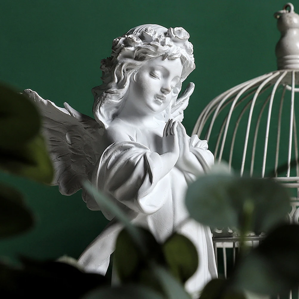 

Exquisite Angel Resin Ornament Handmade Sculpture for Indoor Decor Bedroom Desk Accent Unique Gift for Loved Ones