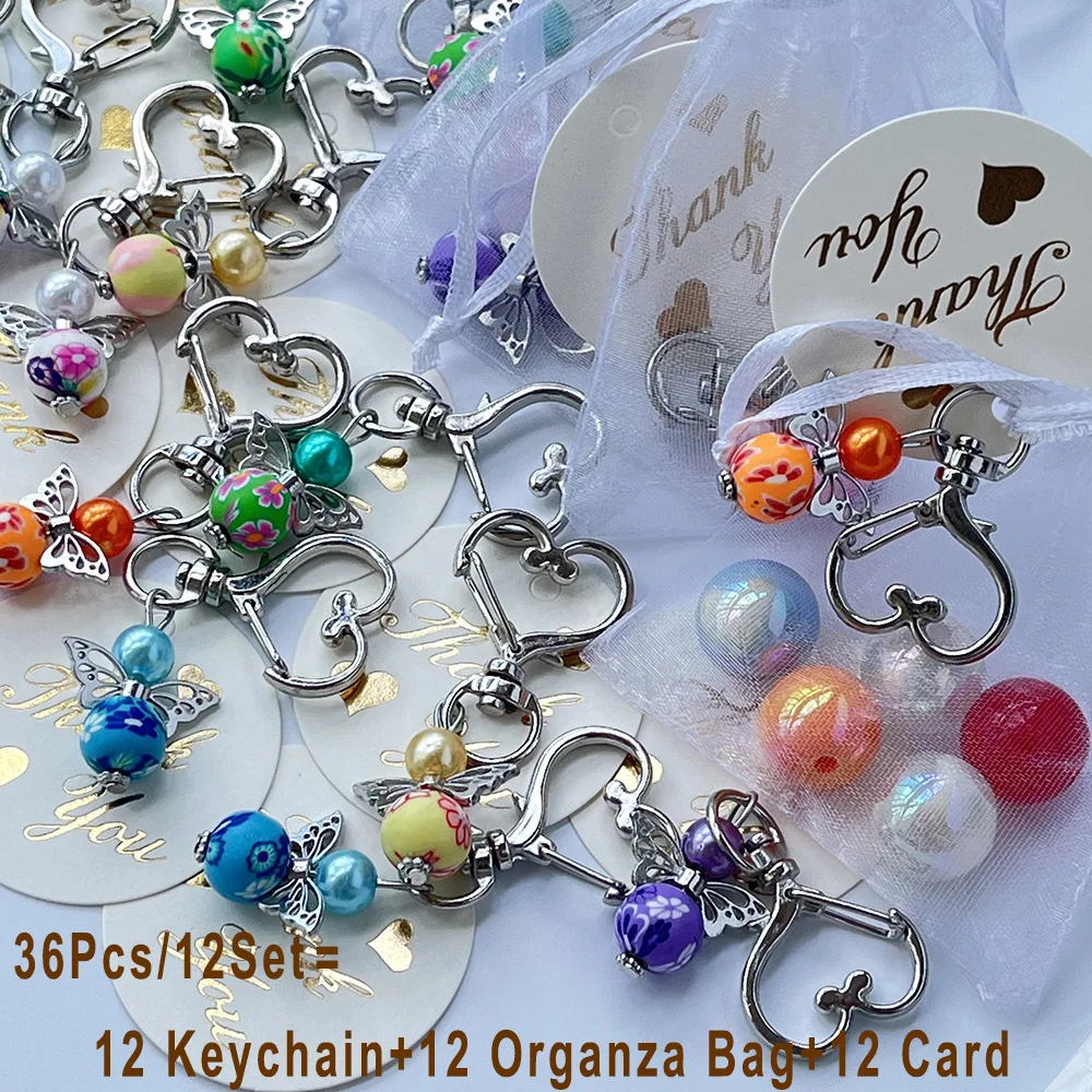 36 قطعة/12 مجموعة سلسلة مفاتيح على شكل قلب الملاك، هدايا مناسبة لحفلات الزفاف، عيد الميلاد، عيد الفصح، زينة العطلات، المعمودية #3