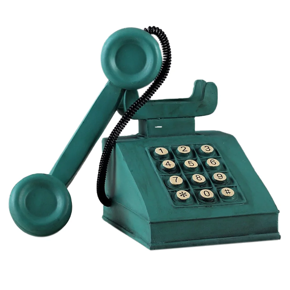 

1Pcs Retro Telephone Coin Bank Green Resin Saving Pot Vintage Home Decoration Creative Piggy Bank Money Container