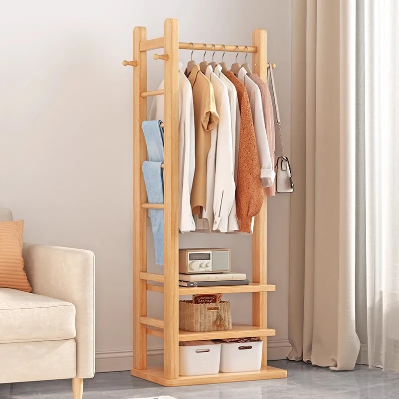رف معطف من الخشب الصلب، رف ملابس صغير لغرفة النوم من الأرض إلى السقف، رف ملابس عمودي داخلي #2