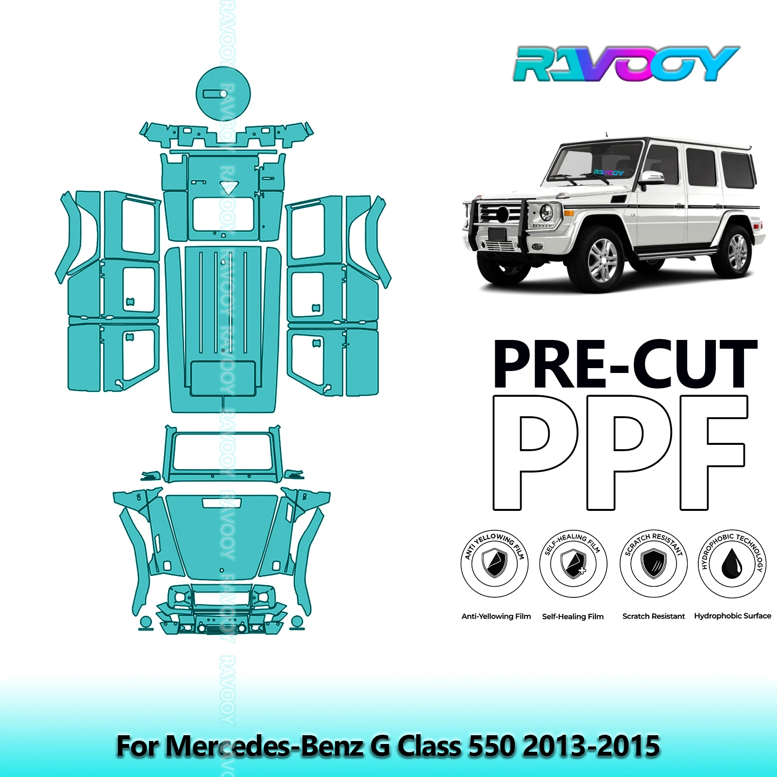 

Full Vehicle Clear Bra Precut PPF Paint Protection Film For Mercedes-Benz G Class 550 2013-2015