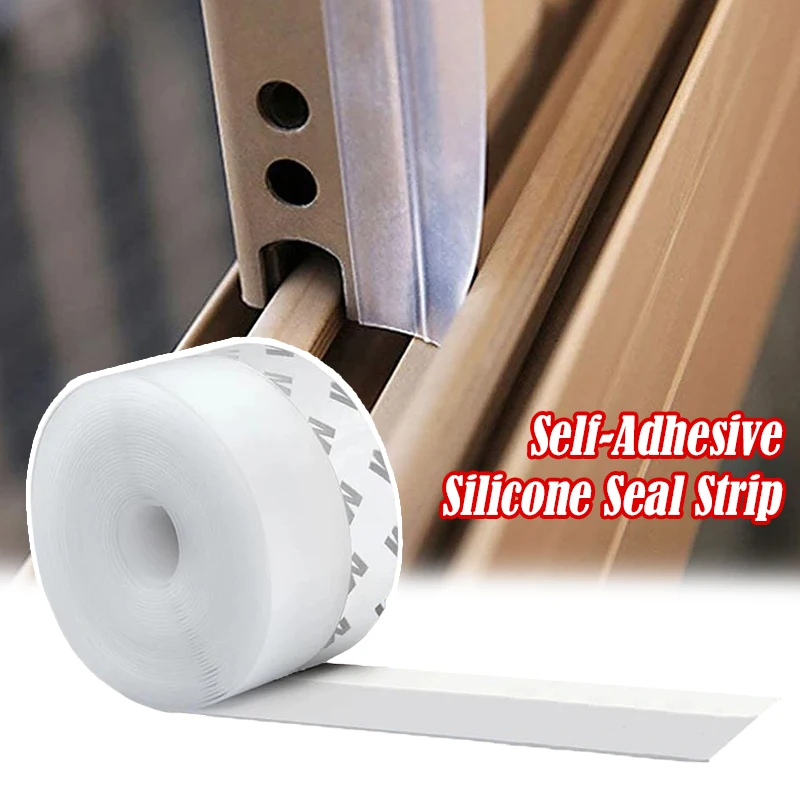 

Silicone Weather Stripping Seal Door Tape Windproof Dustproof Weather Stripping for Glass Window Door Gap Seal Strip Tape