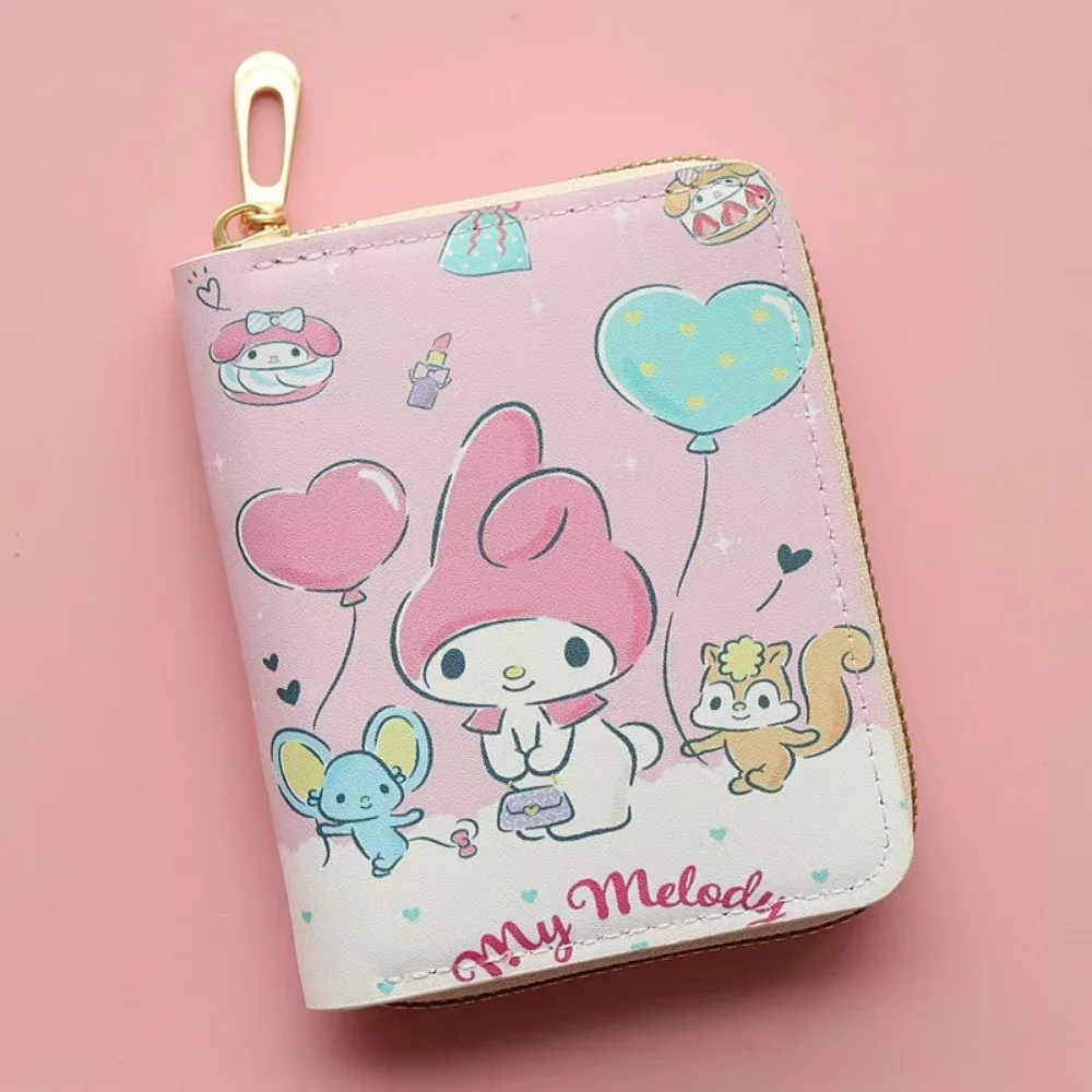 PU Sanrio Portamonete Kuromi Cinnamoroll Porta carte con cerniera corta My Melody Pompon Purin Portafoglio Porta carte Portafoglio femminile Regalo per ragazze