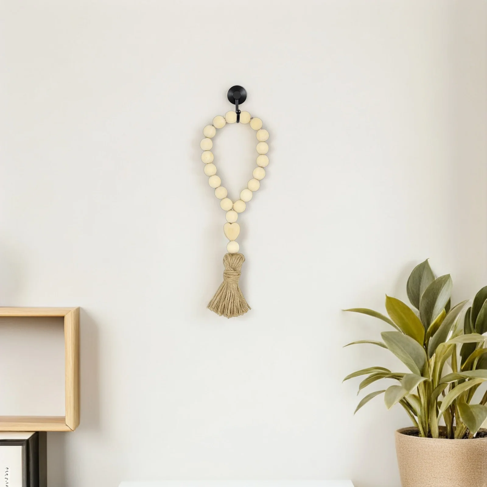 

Wooden Beads Garland Rustic Wall Decor Handmade Jute Tassels Farmhouse Chic Hanging For Plant Pots Door Knobs Wood Beads