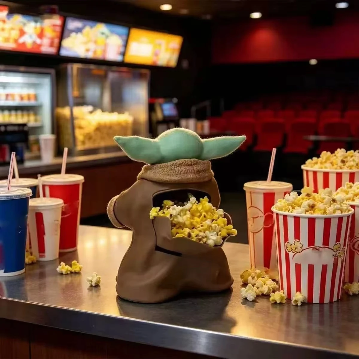 Star Wars Baby Yoda Popcorn Bucket Mandalorian Grogu 3D Printed Snack Bowl Cute Anime Figure Tub Movie Souvenir Gift For Kids view 3