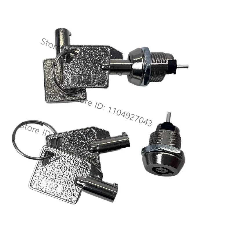 NS102 Micro Switch Lock IP67 Waterproof 12mm Keylock Switches 1 Pole 2 Position 2-Terminals 2 Key Pulls SPST On-Off, 2-Pack