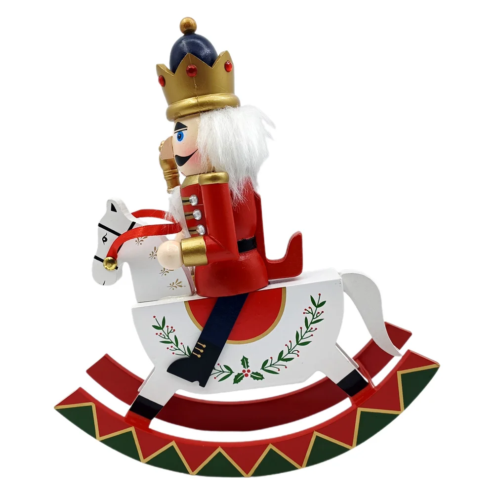 

Creative Wooden Figure Rocking Design Handpainted Christmas Decoration Desktop Home Office Decor Wood Nutcracker