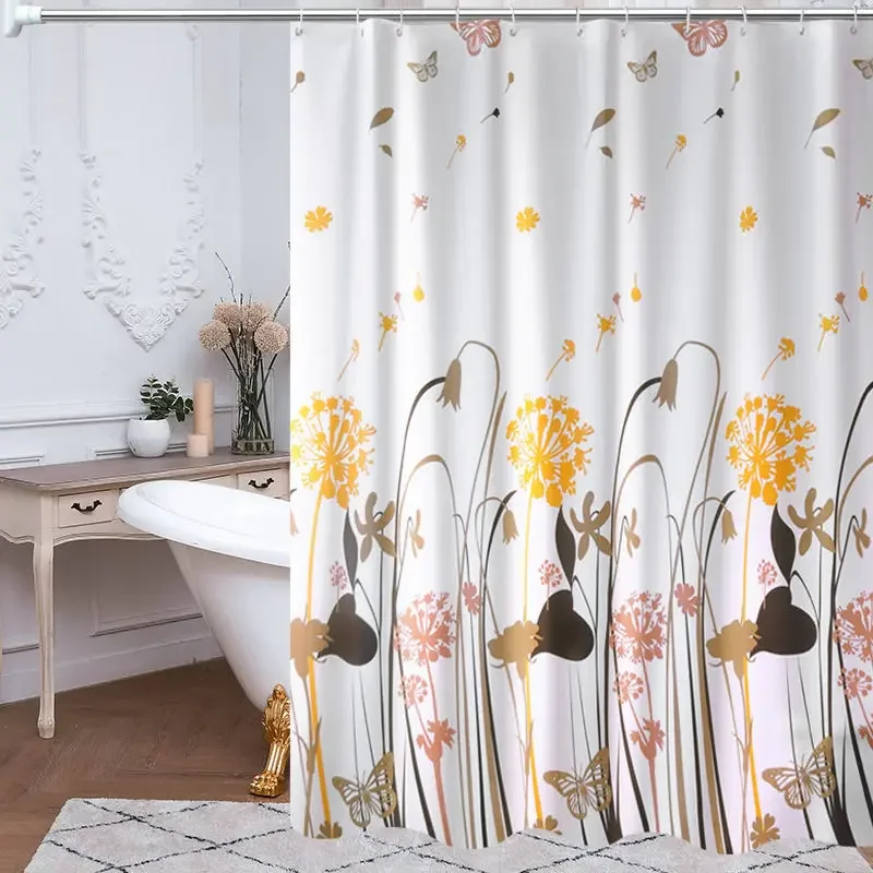 

Shower Curtains 180cm PVC Floral Modern Style Bathroom Curtain with Hooks Waterproof 71 Inches Simple Funny Shower Curtain Daily
