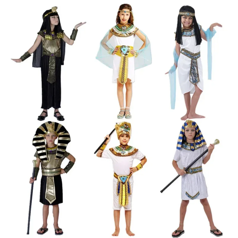 Kinderen Egypte Prinses Egyptische Farao Kostuum Cosplay Jongens Meisjes Maskerad Kostuums Cleopatra Carnaval