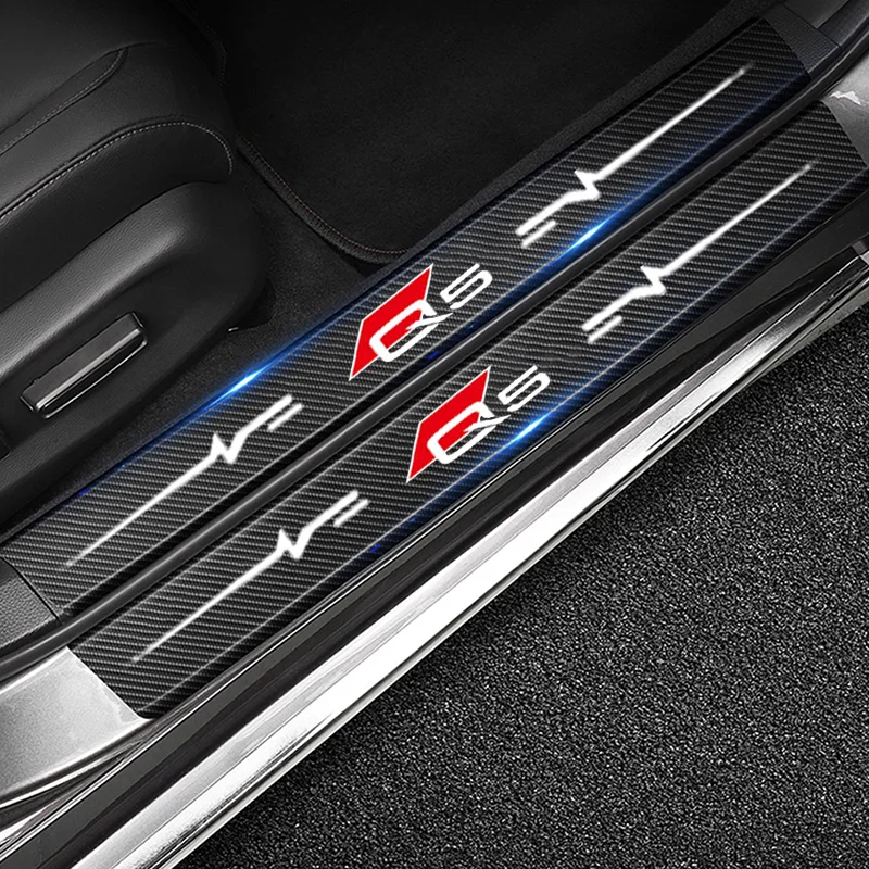 

Наклейки на край двери автомобиля, защитная пластина для Audi Q5, логотип из углеродного волокна, защита от царапин, наклейка на задний бампер багажника