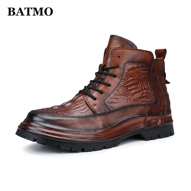 

BATMO 2022 new arrival Genuine Leather casual shoes men,Cow leather Martin boots 1019
