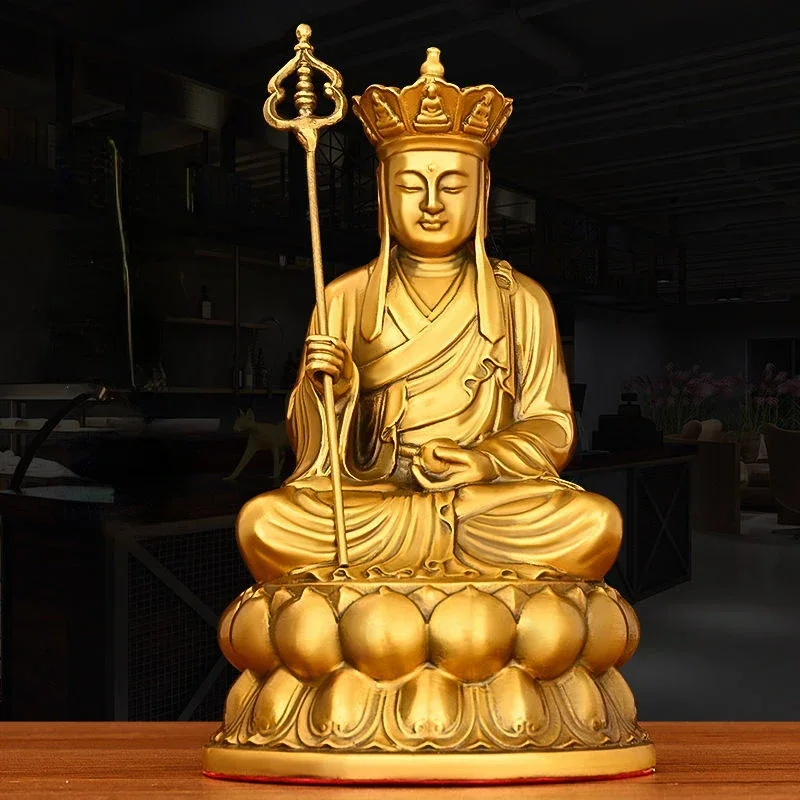 Copper Earth Store King Ornaments Lotus Earth Store Bodhisattva Statue Home Living Room Office Sculptures