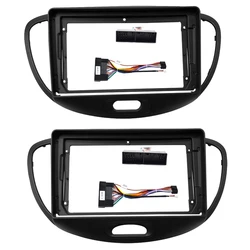 WQLSK 2 Din 9 Inch Car Radio PC ABS Plastic Fascia Panel Frame and Cable for HYUNDAI I10 2008~2011 Dash Mount Kit