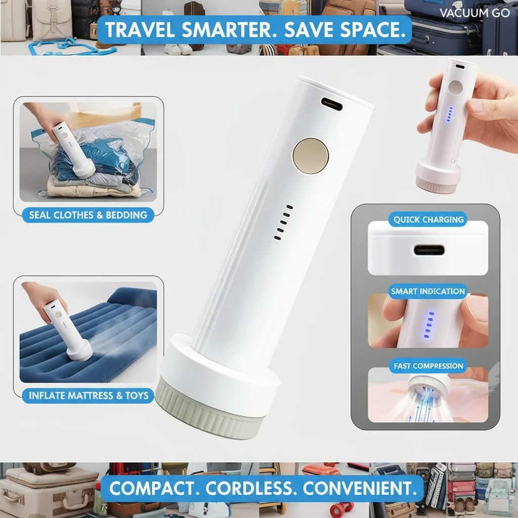 

Portable Cordless Electric Vacuum Pump USB Air Pump for Vacuum Storage Bags Travel Compression for Clothes Bedding