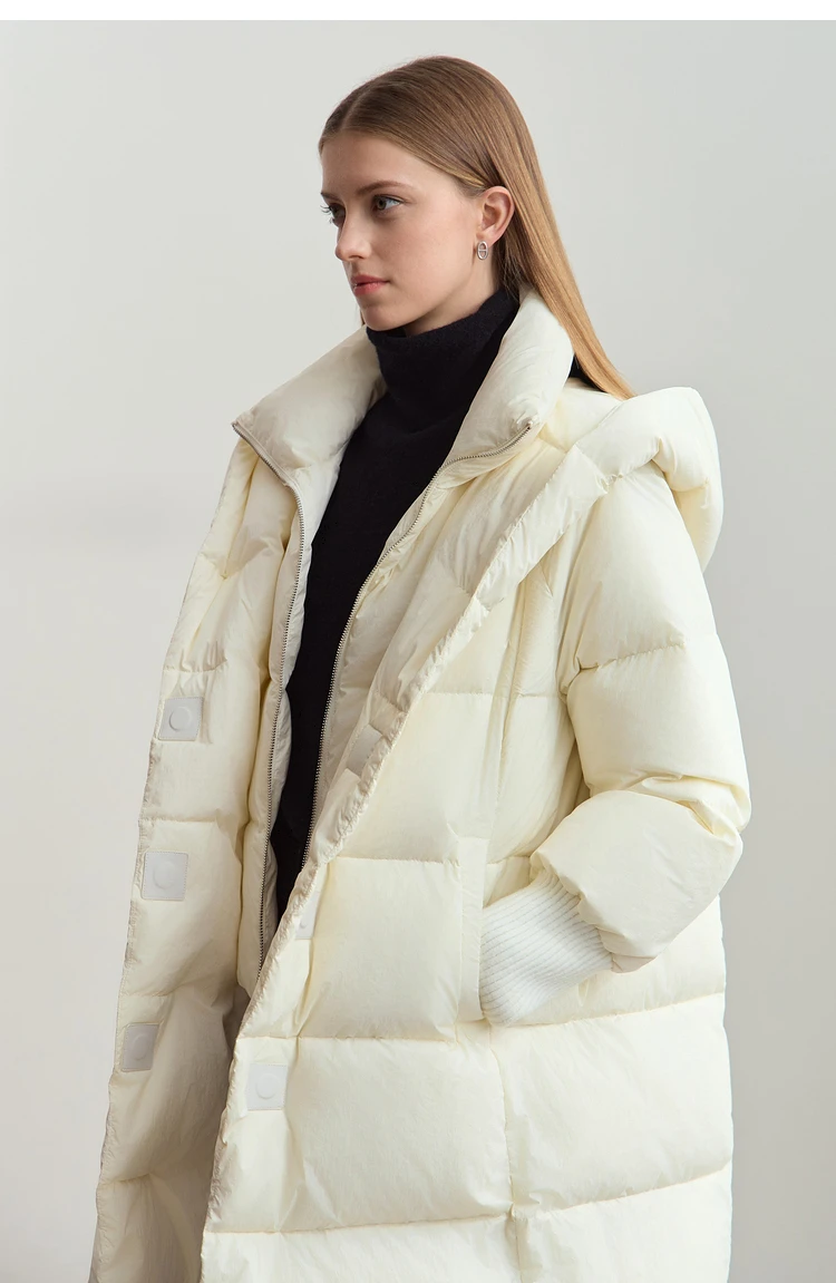 Amii 2026 Winter Warm New Women Down Jacket Cuffs Magnetic Buckle Zipper Hooded Fake Two-piece Thick Loose Long Coats 12444104