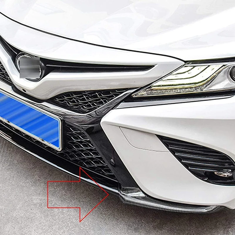 NEW-Car ABS Carbon Fiber Front Bumper Lip Splitter Spoiler Cover Trim Protector For Toyota Camry SE XSE 2018-2020