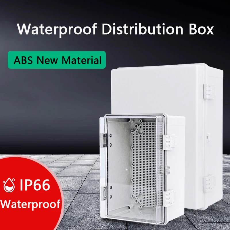 Waterproof IP66 Grey/Transparent Cover Housing Power Junction Box ABS Hinge Outdoor Electronic Distribution Box