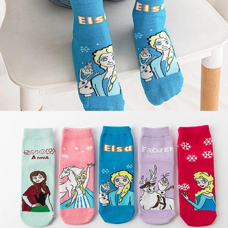 New Anime Frozen Children Socks Kawaii Elsa Anna Princess Cotton Autumn Winter Socks Disney Princess Girl Kids Gifts