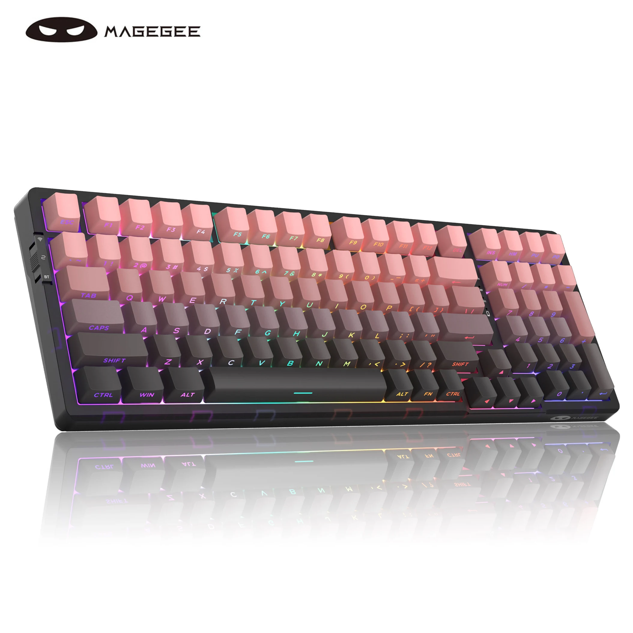 Magegee Light100 8000mA Rechargable RGB tri-mode 2.4G/BT/TypeC Blue Whale Switch real hot-swap creamy Mechanical Gaming Keyboard