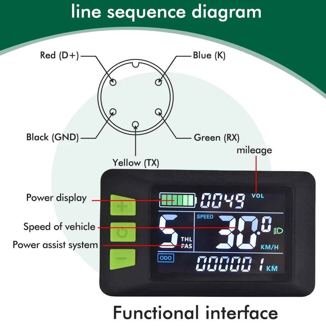 Electric bike Accessories Colourful Screen LCD display P3C with USB ForElectric Bicycle Intelligent Acesssories