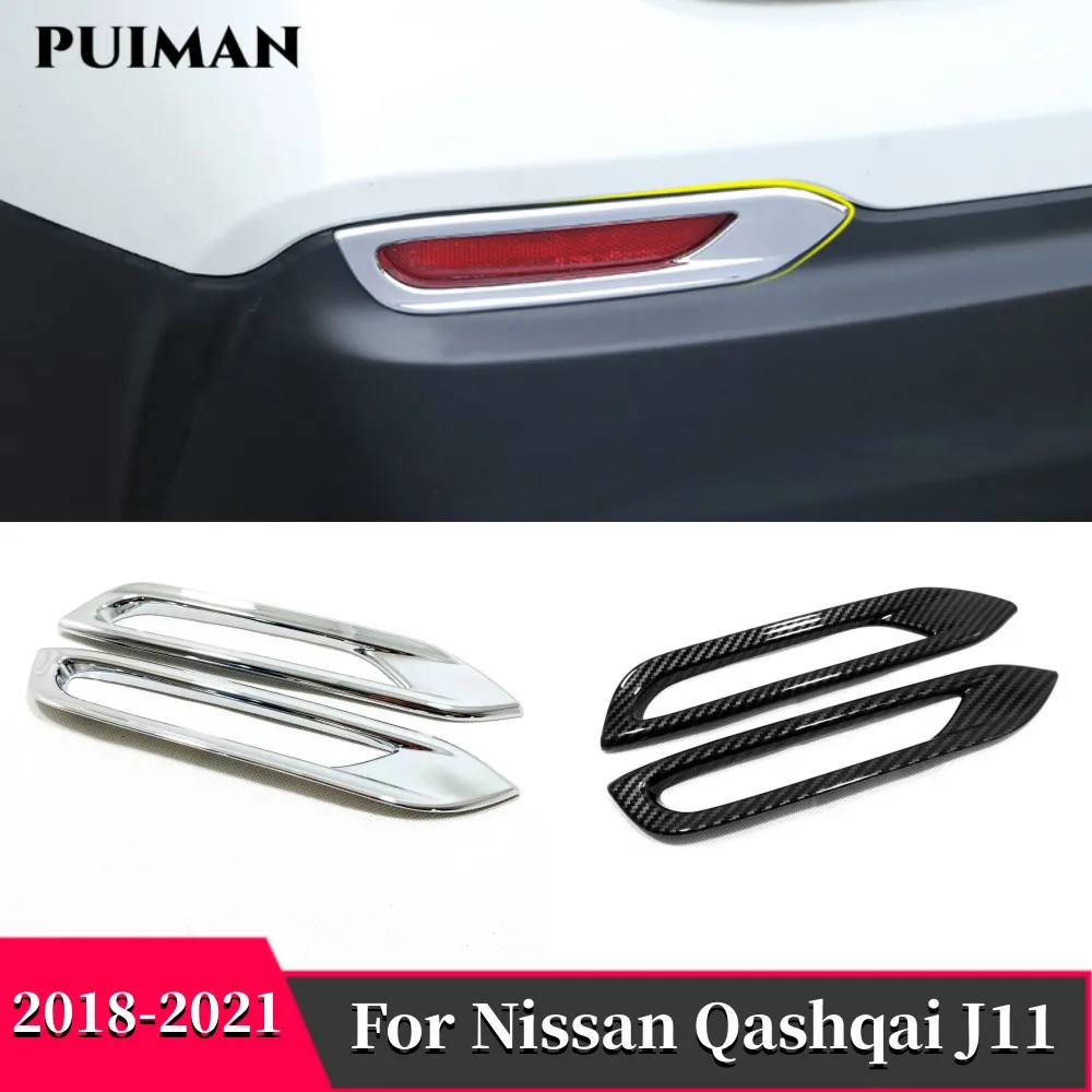 

For Nissan Qashqai J11 2018-2021 Accessories ABS Chrome Carbon Fiber Front Rear Back Fog Lights Lamp Cover Trim Bumper Reflector