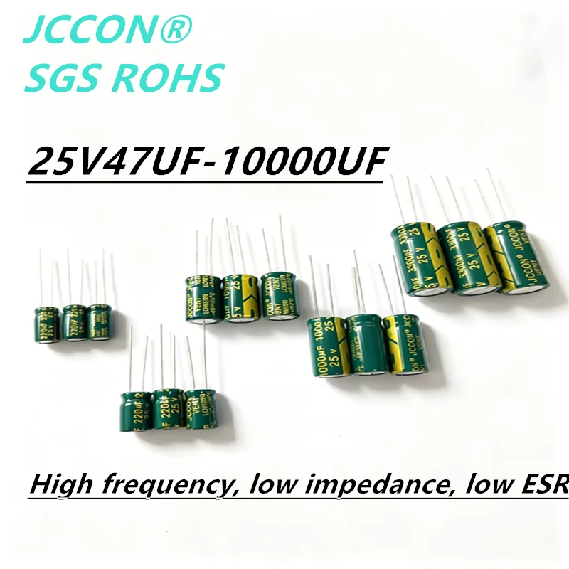 5-50pcs High-frequency low-impedance power adapter capacitor 25V 47uf 100uf 220uf 330 470 680 1000 2200 3300 4700 10000 22000 uF