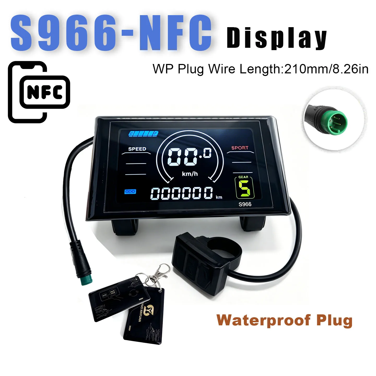 S966 LCD Color Display Instrument UART2 Protocol 24V 36V 48V-72V Electric Bicycle/Scooter image 5