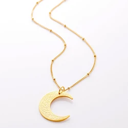 Verily with Every Hardship Comes Ease | Crescent Necklace Arabic Gold Muslim Religion Jewelry Spirit Prayer Allah Pendants Chain