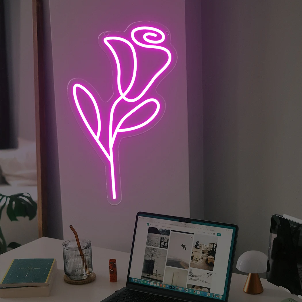 Luz de señal de neón rosa para boda, hogar, estudio, sala de estar, dormitorio, restaurante, decoración de letrero de pared, luz de señal luminosa Led