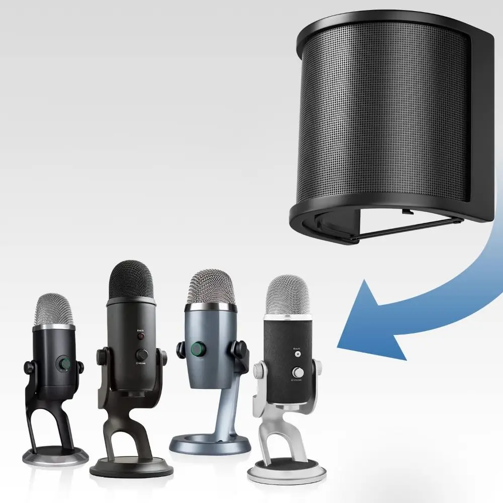 

U Shape Microphone Windscreen Mask Shockproof Dedicated Wind Noise Microphone Pop Filter Reusable Universal Pop Net Shield Cover