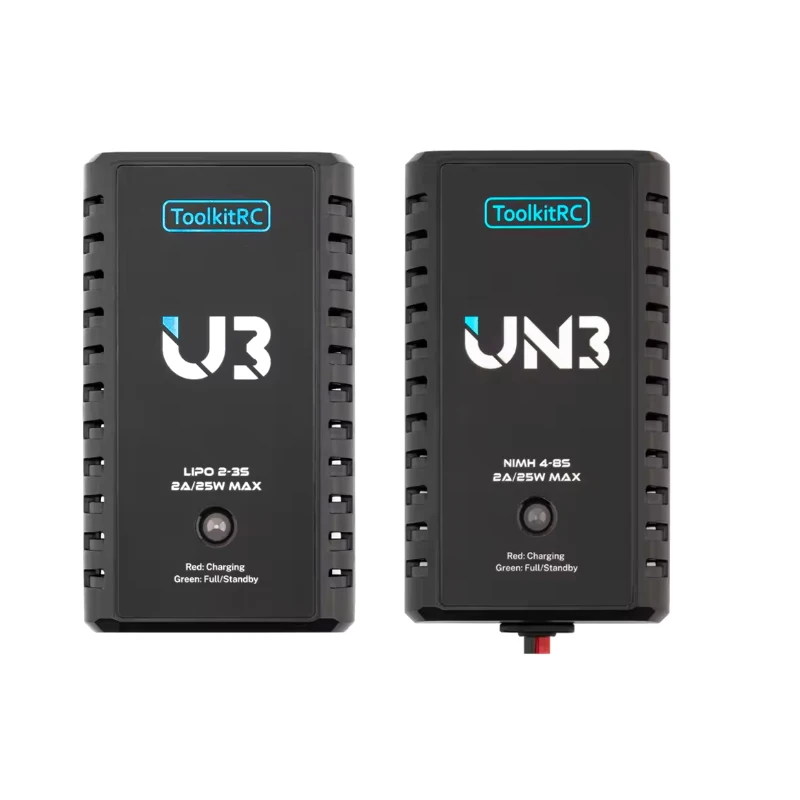 ToolkitRC U3 2-3S LiPo UN3 4-8S USB-C NiMh Caricabatteria 2A 25W Porta di bilanciamento Carica diretta per RC Modello FPV Drone Auto Aereo
