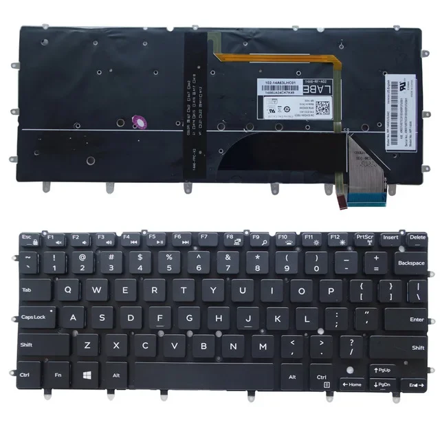 Teclado americano para dell inspiron 13 7000 7347 7348 7347 7352 7353 7359 teclado de laptop com retroiluminação sem moldura