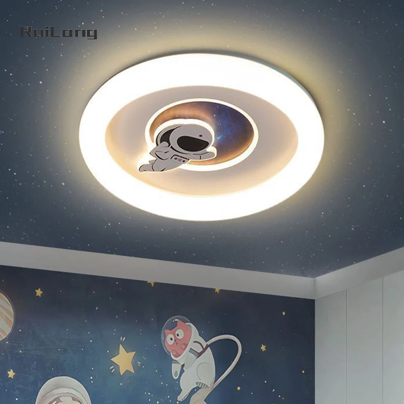 

Children Room Ceiling Lamp Astronaut Design Cute Cartoon Chandelier Kids Boys Baby Bedroom Nursery Decor Space Led Ceiling Light