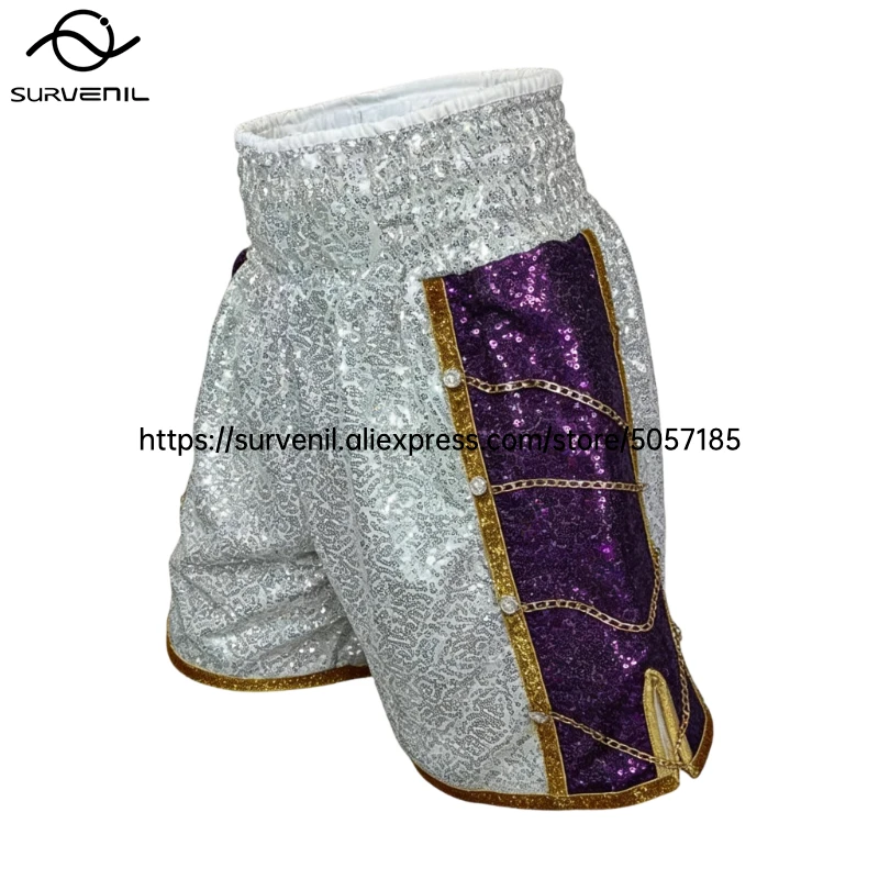 Boxing Shorts Men Women Children Fashion Muay Thai Pants Sequins Martial Arts MMA Grappling Wrestling Kickboxing Training Trunks