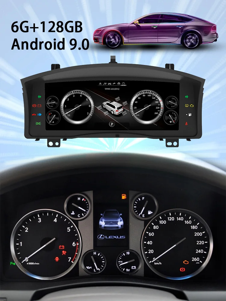 Android Car Digital Cluster Virtual Cockpit For Lexus LX570 2007-2015  LCD Dashboard Lnstrument Panel Modify Upgrade Speedmeter