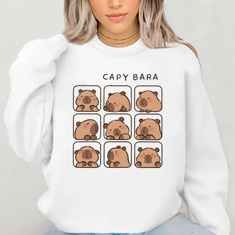 Women Capybara Kawaii Cartoon Sweatshirt Funny Cute Animals Trending Autumn Sweatshirts Capybara Lover Harajuku Fashion Hoodies