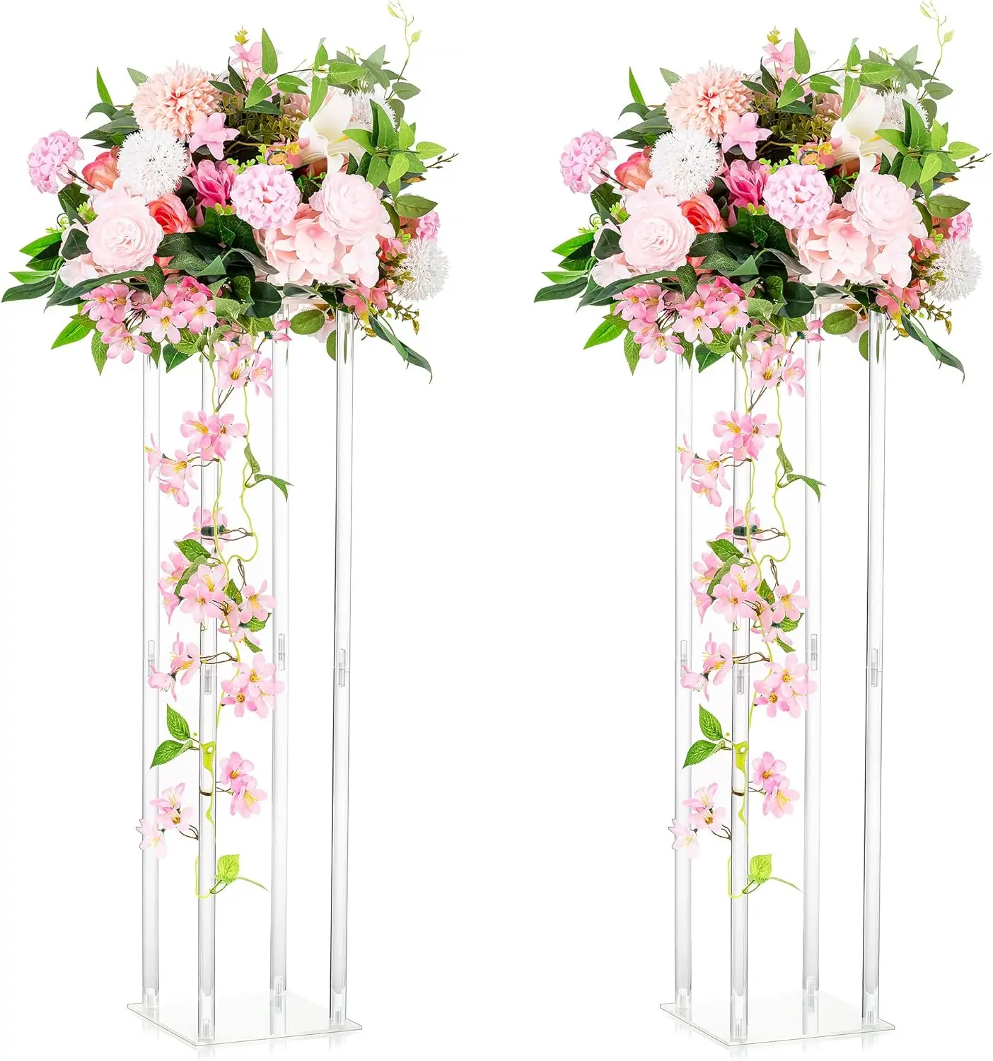 NEW Acrylic Vases Wedding Centerpieces for Tables - 2 Pcs Clear Column Flower Stand, 31.5in Tall Flower Vases for Centerpieces