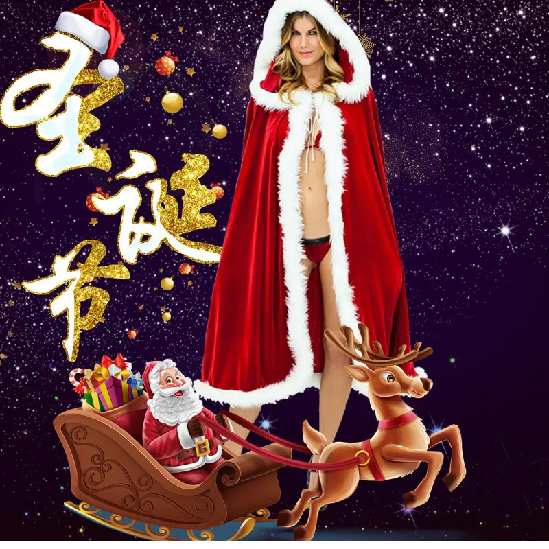 سيدة كرنفال حزب مقنعين الشتاء عيد الميلاد تأثيري ازياء سانتا كلوز عباءة المرأة مثير عيد الميلاد كيب كرنفال حزب