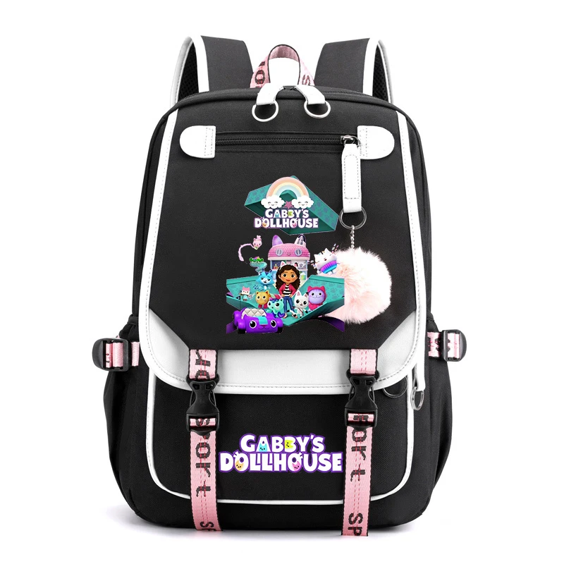 

Large Gabby's Dollhouse School Bag Teenage Girls Usb Charging Backpacks Women Canvas Laptop Bag Gabby Dollhouse Students Bookbag