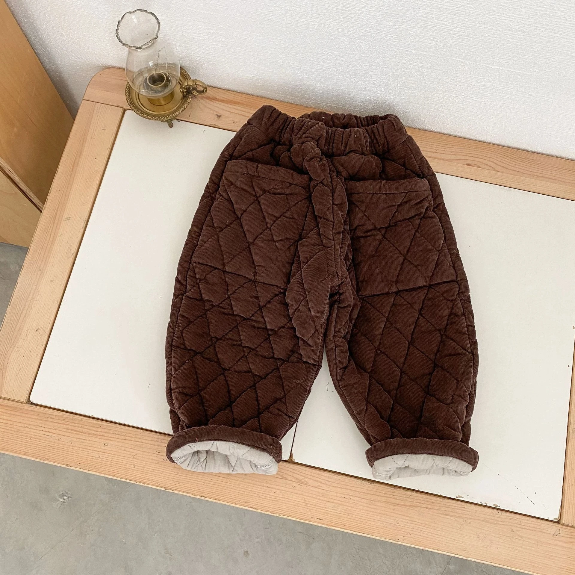 Children Pant Winter New Cotton Pants Warm Trousers Quilted Diamond Thickened Corduroy Pants Boy\'s Pant Warm Girl Trousers