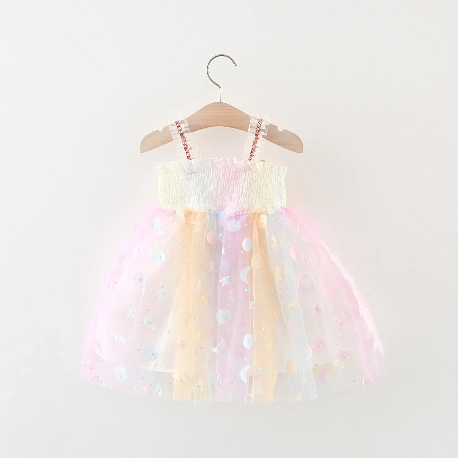 Baby Girls Clothes Princess Dresses Girl\'s Rainbow Dress Lace Ruffle Butterfly Fairy Dress Children Toddler Girl Long Dress