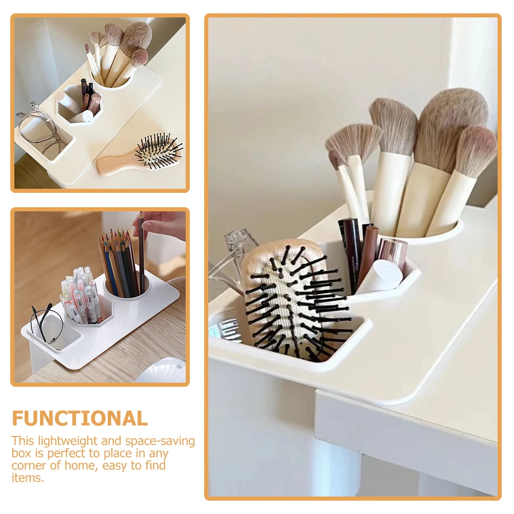 

Desktop Storage Box 3 Compartment White Pen Holder Stationery ganizer Office Supplies Container Storage Solution Desk ganizer