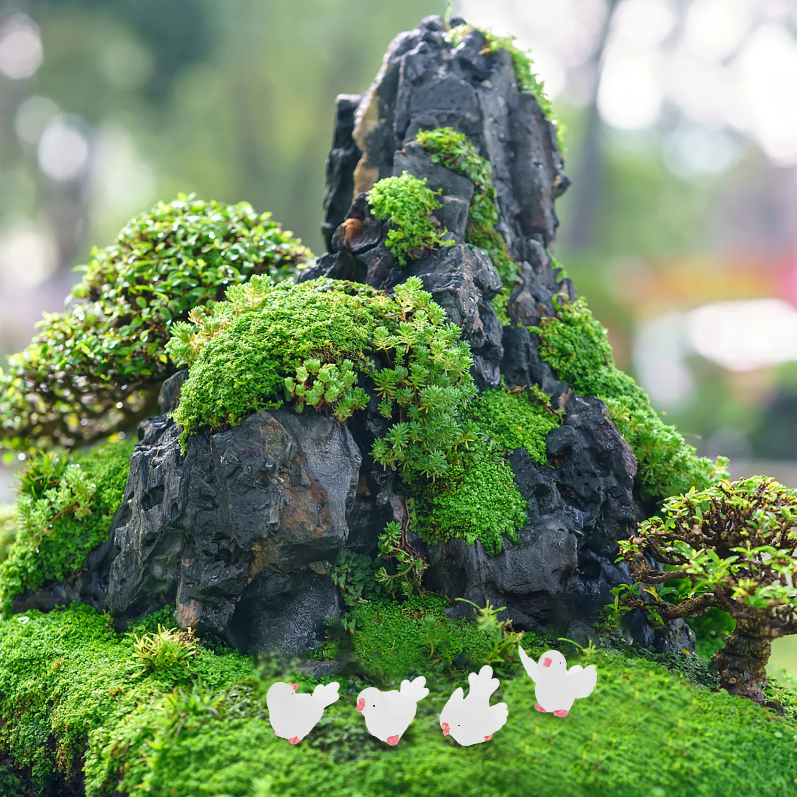 

8Pcs Luminous Dove Decor Glow in The Dark Mini Statues for Aquarium Nightscapes Desktop Garden Ornament Resin Bird Sculptures