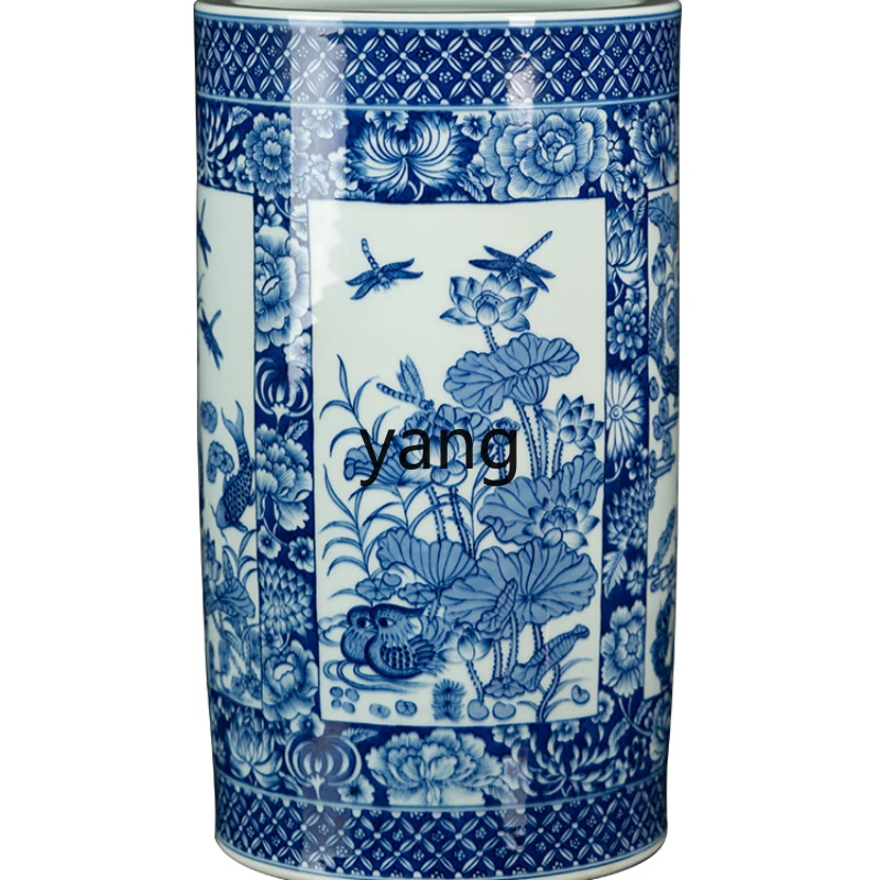 

L'm'm Ceramic Vase Chinese Style Blue and White Porcelain Decoration Flower Arrangement Living Room TV Cabinet Decorations