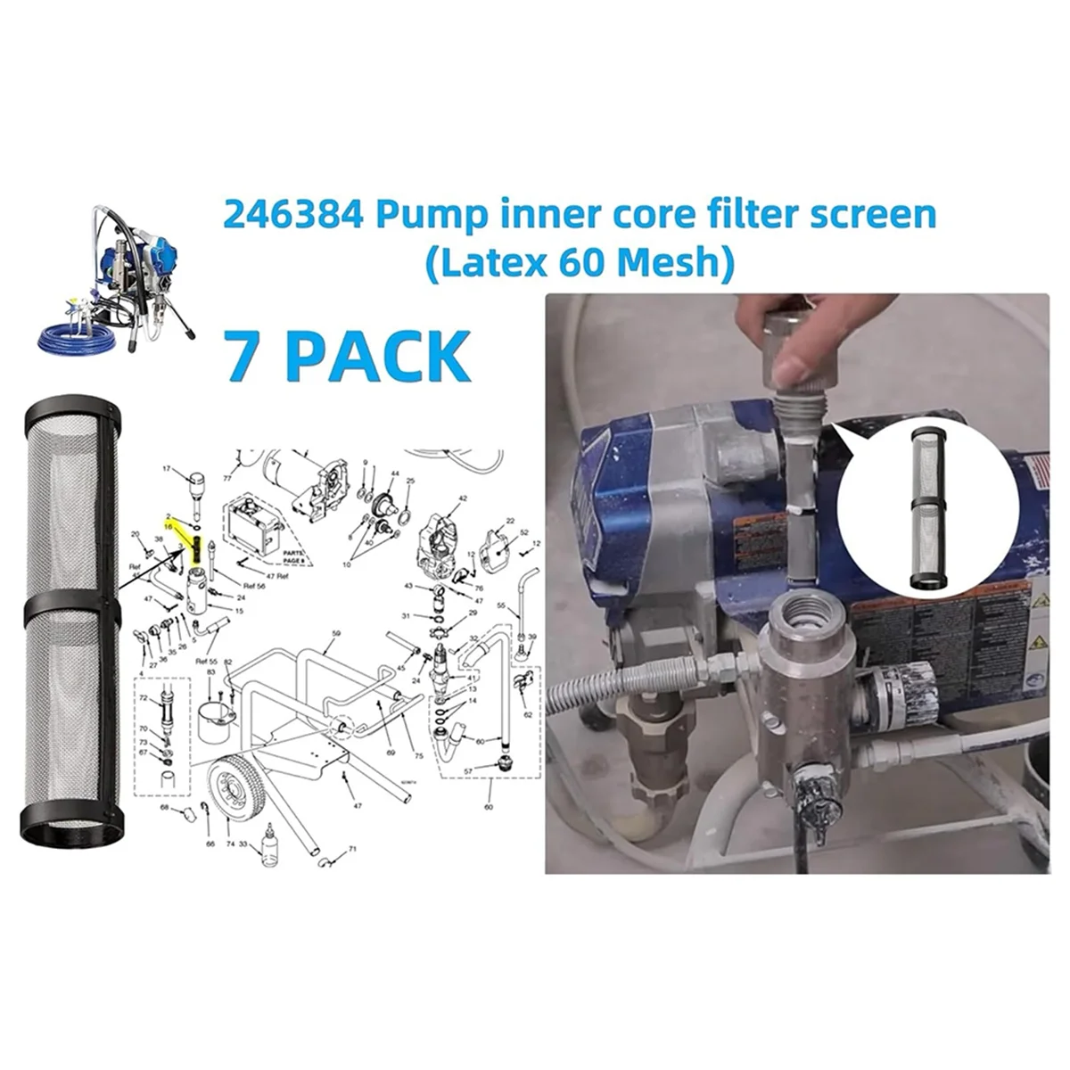 Y31A (5+7+7) for Kit - Replacement Inner Core,Straw 246385/246384/287032 Compatible with 390 395 490 495