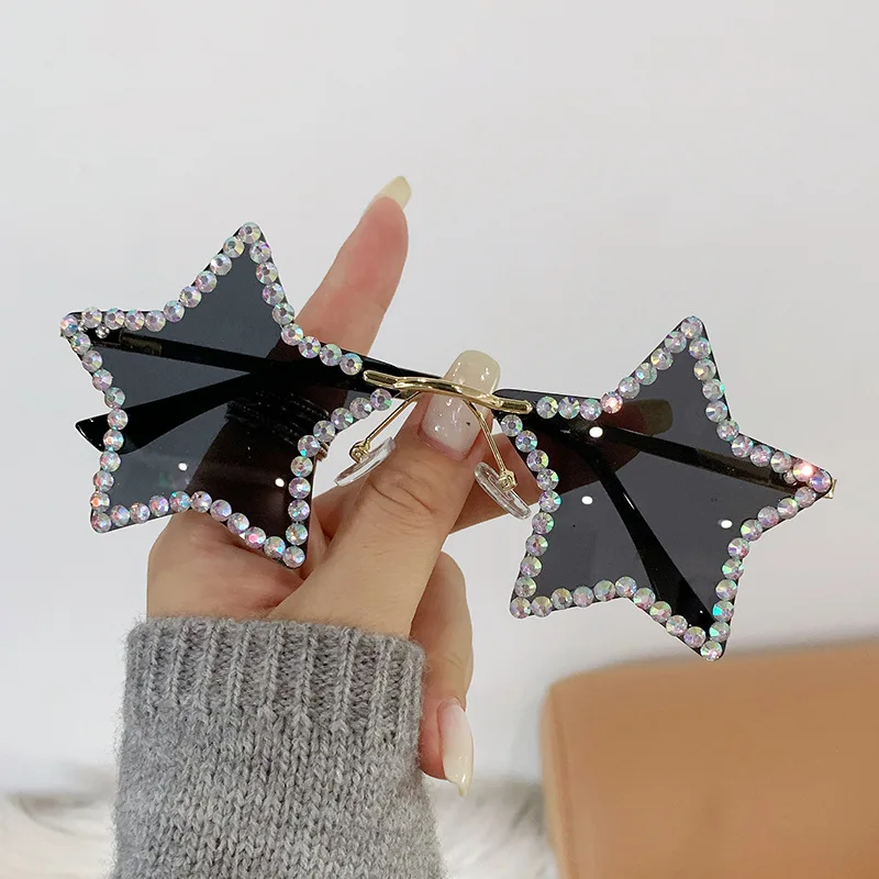 Fashion Retro Pentagram Y2K Sunglasses for Women Bling Rhinestone Star Shaped Sun Glasses Shades Dance/Party/Halloween Eyewear