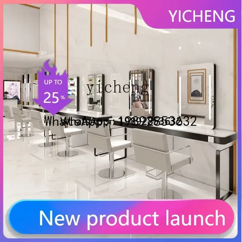 J1  Barber Shop Mirror Table Barber Shop Mirror Double Sided Cabinet Stainless Steel Perm and Dyeing Mirror