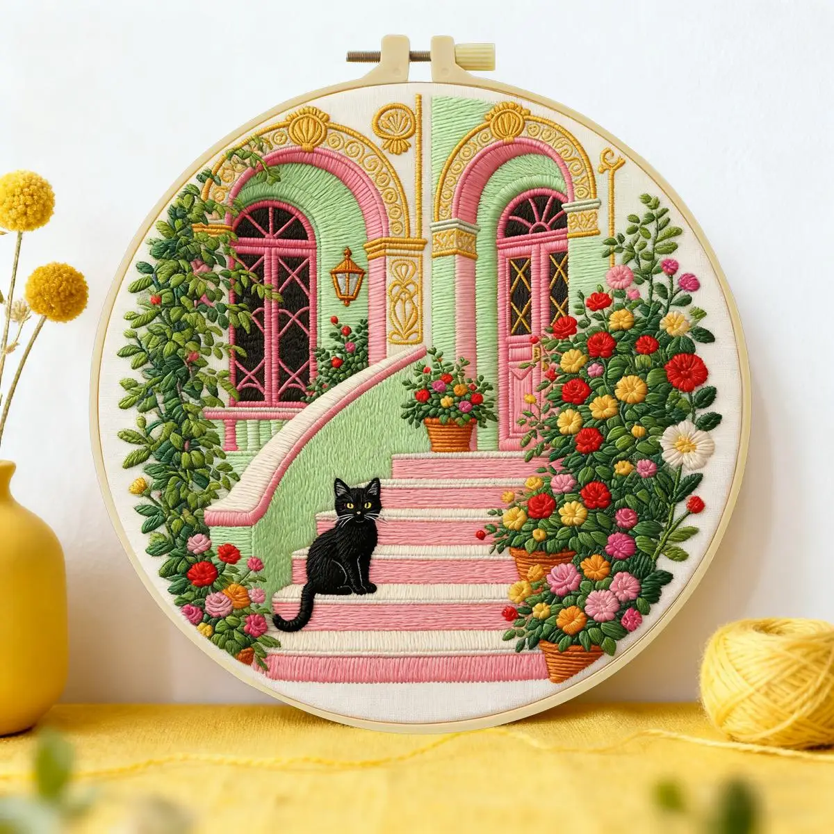 1 Stück 20X20CM/15X15CM 7,87/6,3 Zoll Tier - Katze Stickerei Starter-Kit DIY-Kit DIY-Stickerei-Set Handarbeiten Heimdekoration – Detail 2